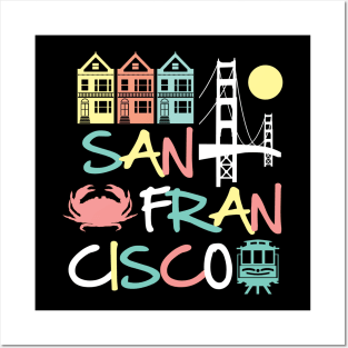 San Francisco Icons Vintage Retro Colorful Posters and Art